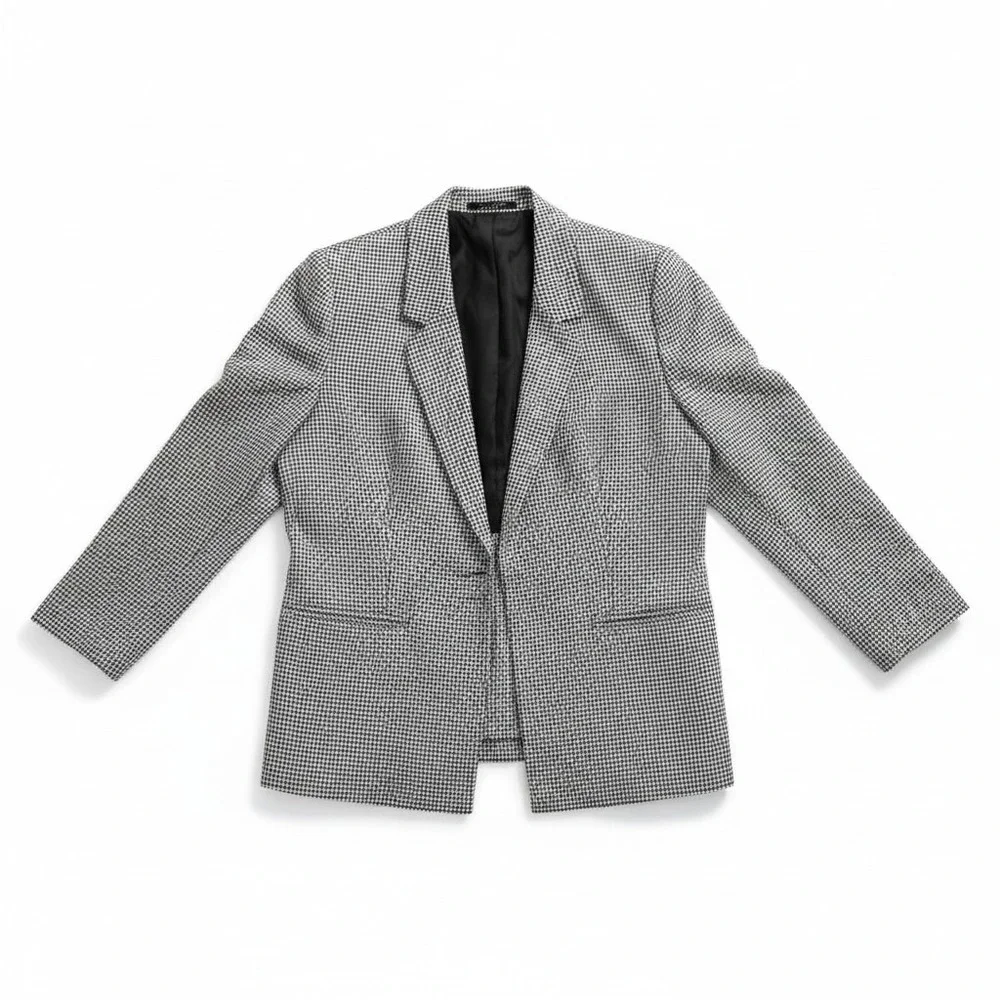 Barrie Stephens Vintage Houndstooth Black White Blazer, Woman's Size‎ 8, USA